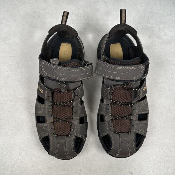 Teva Sandals Shoes Mens Size 8 Brown Black Outdoor Hiking Water Closed Toe Strap